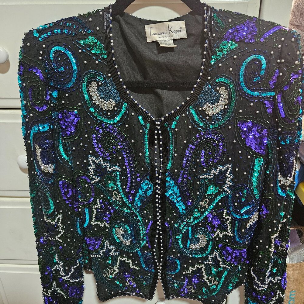 Laurence Kazar 100% silk Beaded Blazer